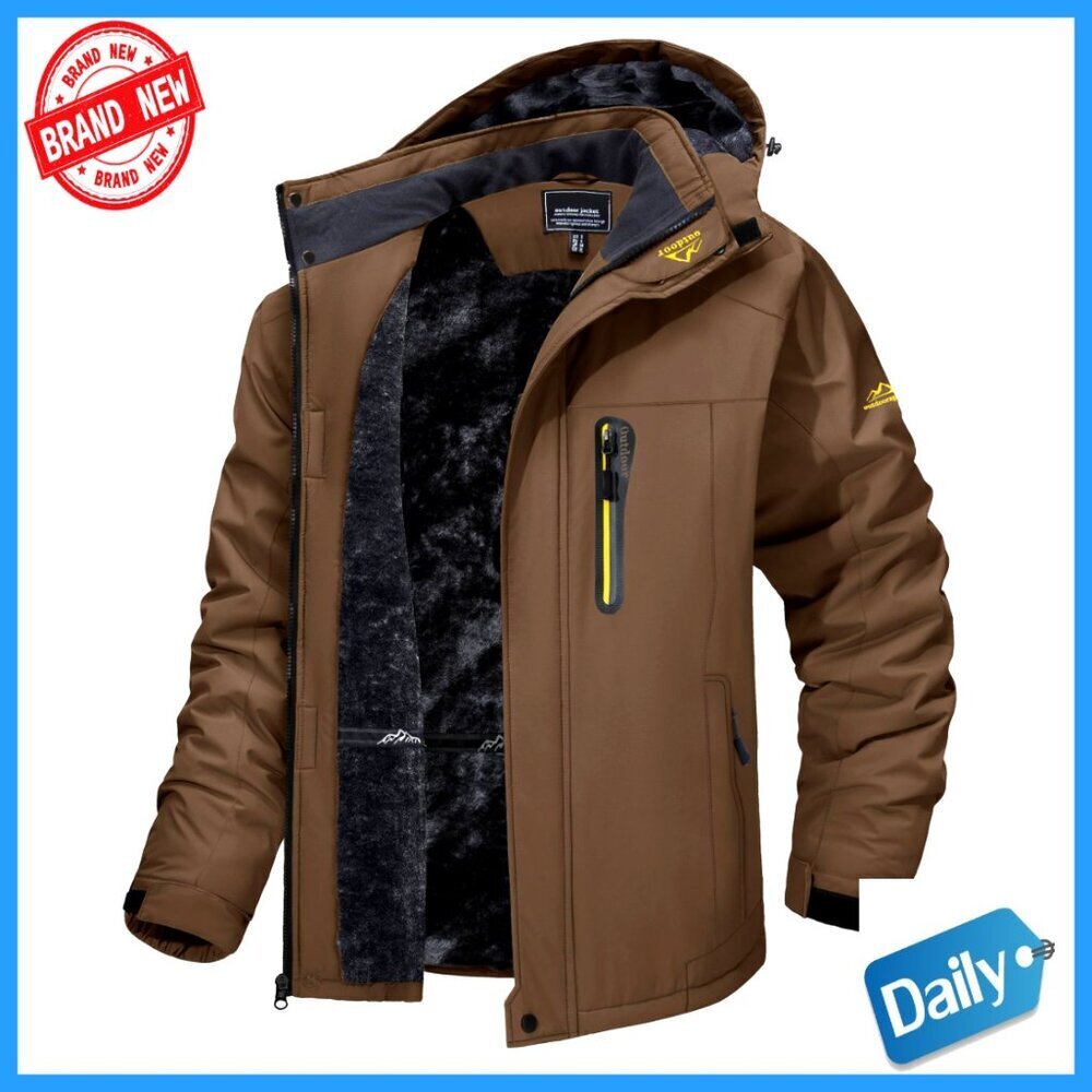 Winter Ski Jacket Waterproof Snowboard Fleece Lining Hooded Parka Men's Outdoor